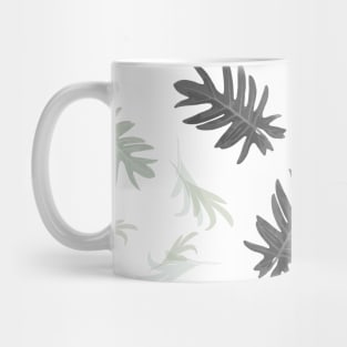 Autumn fall tropical palm leaves pattern blackwhite on white Mug